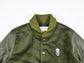 Specs & Stache Olive Varsity Jacket